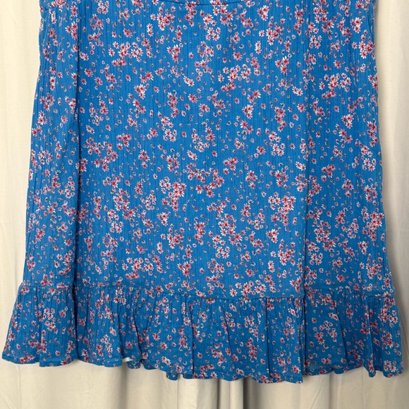 Draper James Floral Ruffle Hem Dress Blue Pink Print Cotton Lined Women’s Large - Picture 11 of 13